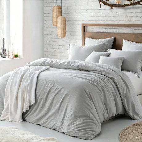 Hotel Soft Microfiber Duvet Cover Set-2000TC Quilt Cover Set & Pillowcases -1 Donna Cover Zipper Closure & 1 x Pillowcases-Breathable Bedding - Wrinkle, Fade, Stain Resistant(Silver-gray,King)