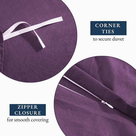 Hotel Soft Microfiber Duvet Cover Set-2000TC Quilt Cover Set & Pillowcases -1 Donna Cover Zipper Closure & 1 x Pillowcases-Breathable Bedding - Wrinkle, Fade, Stain Resistant(Purple,King)
