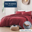 Hotel Soft Microfiber Duvet Cover Set-2000TC Quilt Cover Set & Pillowcases -1 Donna Cover Zipper Closure & 1 x Pillowcases-Breathable Bedding - Wrinkle, Fade, Stain Resistant(Red,King Single)