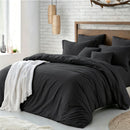 Hotel Soft Microfiber Duvet Cover Set-2000TC Quilt Cover Set & Pillowcases -1 Donna Cover Zipper Closure & 1 x Pillowcases-Breathable Bedding - Wrinkle, Fade, Stain Resistant(Black,King Single)