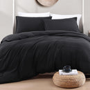 Hotel Soft Microfiber Duvet Cover Set-2000TC Quilt Cover Set & Pillowcases -1 Donna Cover Zipper Closure & 1 x Pillowcases-Breathable Bedding - Wrinkle, Fade, Stain Resistant(Black,King Single)