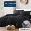 Hotel Soft Microfiber Duvet Cover Set-2000TC Quilt Cover Set & Pillowcases -1 Donna Cover Zipper Closure & 1 x Pillowcases-Breathable Bedding - Wrinkle, Fade, Stain Resistant(Black,King Single)