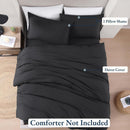 Hotel Soft Microfiber Duvet Cover Set-2000TC Quilt Cover Set & Pillowcases -1 Donna Cover Zipper Closure & 1 x Pillowcases-Breathable Bedding - Wrinkle, Fade, Stain Resistant(Black,King Single)