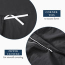 Hotel Soft Microfiber Duvet Cover Set-2000TC Quilt Cover Set & Pillowcases -1 Donna Cover Zipper Closure & 1 x Pillowcases-Breathable Bedding - Wrinkle, Fade, Stain Resistant(Black,King Single)