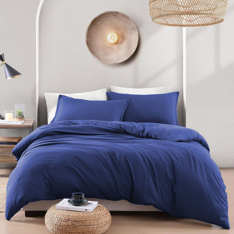 Hotel Soft Microfiber Duvet Cover Set-2000TC Quilt Cover Set & Pillowcases -1 Donna Cover Zipper Closure & 1 x Pillowcases-Breathable Bedding - Wrinkle, Fade, Stain Resistant(Royal blue,King Single)