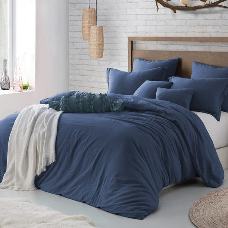 Hotel Soft Microfiber Duvet Cover Set-2000TC Quilt Cover Set & Pillowcases -1 Donna Cover Zipper Closure & 1 x Pillowcases-Breathable Bedding - Wrinkle, Fade, Stain Resistant(Navy,King Single)