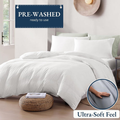 Hotel Soft Microfiber Duvet Cover Set-2000TC Quilt Cover Set & Pillowcases -1 Donna Cover Zipper Closure & 1 x Pillowcases-Breathable Bedding - Wrinkle, Fade, Stain Resistant(White,Queen)
