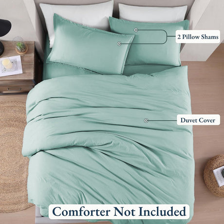 Hotel Soft Microfiber Duvet Cover Set-2000TC Quilt Cover Set & Pillowcases -1 Donna Cover Zipper Closure & 1 x Pillowcases-Breathable Bedding - Wrinkle, Fade, Stain Resistant(Ice Blue,Queen)