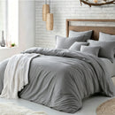 Hotel Soft Microfiber Duvet Cover Set-2000TC Quilt Cover Set & Pillowcases -1 Donna Cover Zipper Closure & 1 x Pillowcases-Breathable Bedding - Wrinkle, Fade, Stain Resistant(Grey,Queen)