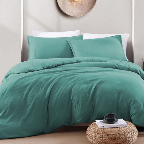 Hotel Soft Microfiber Duvet Cover Set-2000TC Quilt Cover Set & Pillowcases -1 Donna Cover Zipper Closure & 1 x Pillowcases-Breathable Bedding - Wrinkle, Fade, Stain Resistant(Biscay blue,Queen)