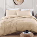 Hotel Soft Microfiber Duvet Cover Set-2000TC Quilt Cover Set & Pillowcases -1 Donna Cover Zipper Closure & 1 x Pillowcases-Breathable Bedding - Wrinkle, Fade, Stain Resistant(Camel Beige,Queen)