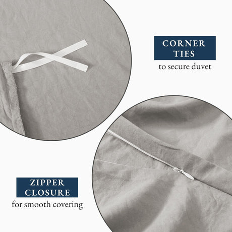Hotel Soft Microfiber Duvet Cover Set-2000TC Quilt Cover Set & Pillowcases -1 Donna Cover Zipper Closure & 1 x Pillowcases-Breathable Bedding - Wrinkle, Fade, Stain Resistant(Silver-gray,Queen)