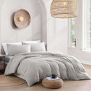 Hotel Soft Microfiber Duvet Cover Set-2000TC Quilt Cover Set & Pillowcases -1 Donna Cover Zipper Closure & 1 x Pillowcases-Breathable Bedding - Wrinkle, Fade, Stain Resistant(Silver-gray,Queen)