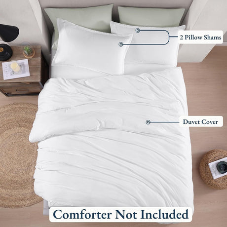 Hotel Soft Microfiber Duvet Cover Set-2000TC Quilt Cover Set & Pillowcases -1 Donna Cover Zipper Closure & 1 x Pillowcases-Breathable Bedding - Wrinkle, Fade, Stain Resistant(White,Single)