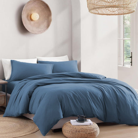 Hotel Soft Microfiber Duvet Cover Set-2000TC Quilt Cover Set & Pillowcases -1 Donna Cover Zipper Closure & 1 x Pillowcases-Breathable Bedding - Wrinkle, Fade, Stain Resistant(Ocean,Single)