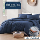 Hotel Soft Microfiber Duvet Cover Set-2000TC Quilt Cover Set & Pillowcases -1 Donna Cover Zipper Closure & 1 x Pillowcases-Breathable Bedding - Wrinkle, Fade, Stain Resistant(Navy,Single)