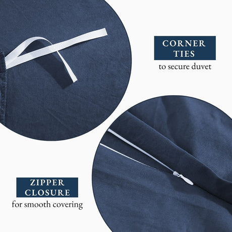 Hotel Soft Microfiber Duvet Cover Set-2000TC Quilt Cover Set & Pillowcases -1 Donna Cover Zipper Closure & 1 x Pillowcases-Breathable Bedding - Wrinkle, Fade, Stain Resistant(Navy,Single)