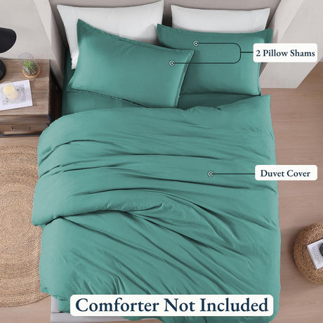 Hotel Soft Microfiber Duvet Cover Set-2000TC Quilt Cover Set & Pillowcases -1 Donna Cover Zipper Closure & 1 x Pillowcases-Breathable Bedding - Wrinkle, Fade, Stain Resistant(Biscay blue,Single)