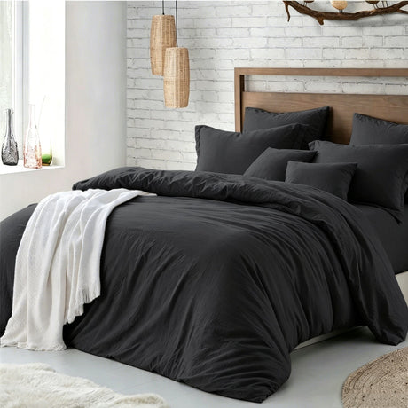 Hotel Soft Microfiber Duvet Cover Set-2000TC Quilt Cover Set & Pillowcases -1 Donna Cover Zipper Closure & 1 x Pillowcases-Breathable Bedding - Wrinkle, Fade, Stain Resistant(Black,Super King)