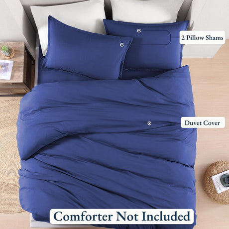 Hotel Soft Microfiber Duvet Cover Set-2000TC Quilt Cover Set & Pillowcases -1 Donna Cover Zipper Closure & 1 x Pillowcases-Breathable Bedding - Wrinkle, Fade, Stain Resistant(Royal blue,Super King)
