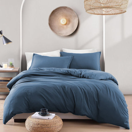 Hotel Soft Microfiber Duvet Cover Set-2000TC Quilt Cover Set & Pillowcases -1 Donna Cover Zipper Closure & 1 x Pillowcases-Breathable Bedding - Wrinkle, Fade, Stain Resistant(Ocean,Super King)