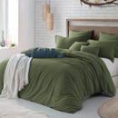 Hotel Soft Microfiber Duvet Cover Set-2000TC Quilt Cover Set & Pillowcases -1 Donna Cover Zipper Closure & 1 x Pillowcases-Breathable Bedding - Wrinkle, Fade, Stain Resistant(Olive green,Super King)