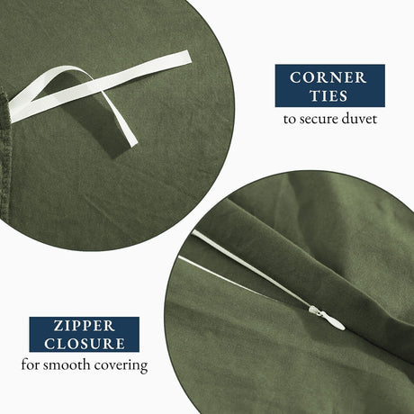 Hotel Soft Microfiber Duvet Cover Set-2000TC Quilt Cover Set & Pillowcases -1 Donna Cover Zipper Closure & 1 x Pillowcases-Breathable Bedding - Wrinkle, Fade, Stain Resistant(Olive green,Super King)