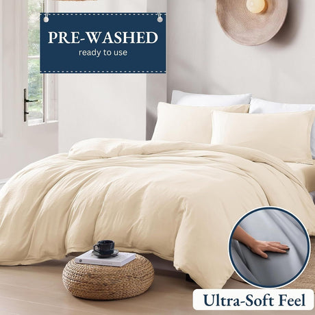 Hotel Soft Microfiber Duvet Cover Set-2000TC Quilt Cover Set & Pillowcases -1 Donna Cover Zipper Closure & 1 x Pillowcases-Breathable Bedding - Wrinkle, Fade, Stain Resistant(Cream White,Super King)