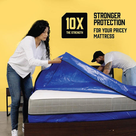 Mattress Bag Mattresses Protector Plastic Moving Storage Dust Cover Carry Bed Waterproof Zipper Packing Reusable Disposal, Extra Thick Heavy Duty, with Handles（King)