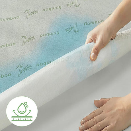 Bamboo Mattress Protector,Breathable Waterproof Mattress Cover,3D Air Fabric Cooling Bed Pad Cover, Deep Pocket 40cm(Double,Green)