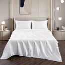 Art Silk Satin Sheet Set Hotel 4 Pieces Fitted/Flat Sheet Bedding Set-Luxury Soft Silky Sheets for Hair and Skin, Similar to Silk Bed Sheets Set 4 Pieces(Double,White)