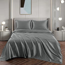 Art Silk Satin Sheet Set Hotel 4 Pieces Fitted/Flat Sheet Bedding Set-Luxury Soft Silky Sheets for Hair and Skin, Similar to Silk Bed Sheets Set 4 Pieces(Double,Grey)