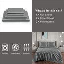 Art Silk Satin Sheet Set Hotel 4 Pieces Fitted/Flat Sheet Bedding Set-Luxury Soft Silky Sheets for Hair and Skin, Similar to Silk Bed Sheets Set 4 Pieces(Double,Grey)