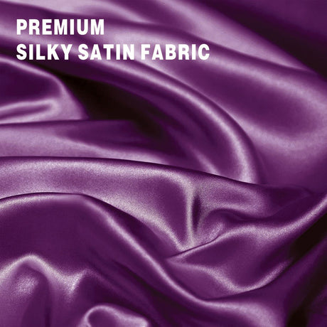 Art Silk Satin Sheet Set Hotel 4 Pieces Fitted/Flat Sheet Bedding Set-Luxury Soft Silky Sheets for Hair and Skin, Similar to Silk Bed Sheets Set 4 Pieces(Double,Purple)