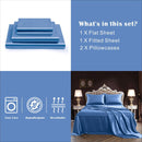 Art Silk Satin Sheet Set Hotel 4 Pieces Fitted/Flat Sheet Bedding Set-Luxury Soft Silky Sheets for Hair and Skin, Similar to Silk Bed Sheets Set 4 Pieces(King,Ocean)