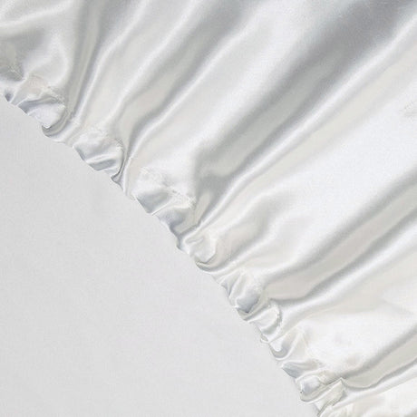 Art Silk Satin Sheet Set Hotel 3 Pieces Fitted/Flat Sheet Bedding Set-Luxury Soft Silky Sheets for Hair and Skin, Similar to Silk Bed Sheets Set 3 Pieces(King Single,White)