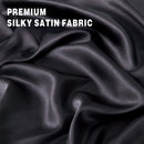 Art Silk Satin Sheet Set Hotel 3 Pieces Fitted/Flat Sheet Bedding Set-Luxury Soft Silky Sheets for Hair and Skin, Similar to Silk Bed Sheets Set 3 Pieces(King Single,Black)