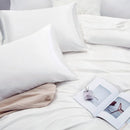 Art Silk Satin Sheet Set Hotel 4 Pieces Fitted/Flat Sheet Bedding Set-Luxury Soft Silky Sheets for Hair and Skin, Similar to Silk Bed Sheets Set 4 Pieces(Queen,White)