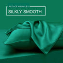 Art Silk Satin Sheet Set Hotel 4 Pieces Fitted/Flat Sheet Bedding Set-Luxury Soft Silky Sheets for Hair and Skin, Similar to Silk Bed Sheets Set 4 Pieces(Queen,Green)