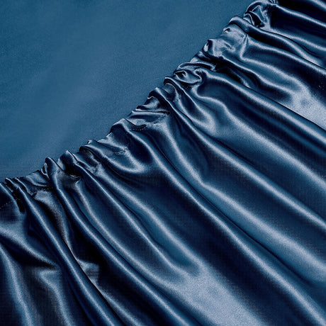 Art Silk Satin Sheet Set Hotel 4 Pieces Fitted/Flat Sheet Bedding Set-Luxury Soft Silky Sheets for Hair and Skin, Similar to Silk Bed Sheets Set 4 Pieces(Queen,Navy)
