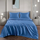 Art Silk Satin Sheet Set Hotel 4 Pieces Fitted/Flat Sheet Bedding Set-Luxury Soft Silky Sheets for Hair and Skin, Similar to Silk Bed Sheets Set 4 Pieces(Super King,Ocean)