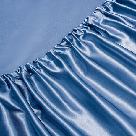 Art Silk Satin Sheet Set Hotel 4 Pieces Fitted/Flat Sheet Bedding Set-Luxury Soft Silky Sheets for Hair and Skin, Similar to Silk Bed Sheets Set 4 Pieces(Super King,Ocean)