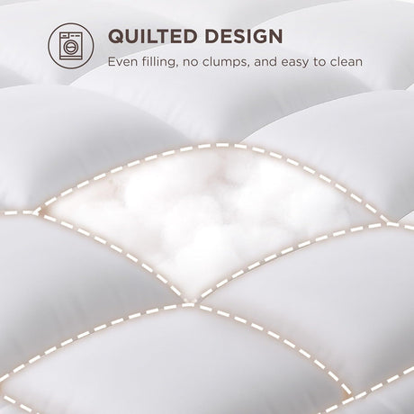 1000GSM Mattress Topper Viscose Derived from Bamboo, Thick Pillowtop Fitted Mattress Cover with 45cm Deep Skirt - Machine Washable Hypoallergenic(Double,white)