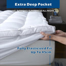 1000GSM Mattress Topper Viscose Derived from Bamboo, Thick Pillowtop Fitted Mattress Cover with 45cm Deep Skirt - Machine Washable Hypoallergenic(Double,white)