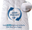 1000GSM Mattress Topper Viscose Derived from Bamboo, Thick Pillowtop Fitted Mattress Cover with 45cm Deep Skirt - Machine Washable Hypoallergenic(Double,white)