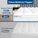 1000GSM Mattress Topper Viscose Derived from Bamboo, Thick Pillowtop Fitted Mattress Cover with 45cm Deep Skirt - Machine Washable Hypoallergenic(Queen,white)