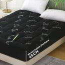 800GSM Mattress Topper Viscose Derived from Bamboo, Thick Pillowtop Fitted Mattress Cover with 45cm Deep Skirt - Machine Washable Hypoallergenic(Super King,Black)