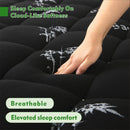 800GSM Mattress Topper Viscose Derived from Bamboo, Thick Pillowtop Fitted Mattress Cover with 45cm Deep Skirt - Machine Washable Hypoallergenic(Super King,Black)