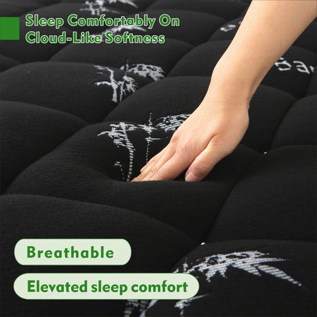 800GSM Mattress Topper Viscose Derived from Bamboo, Thick Pillowtop Fitted Mattress Cover with 45cm Deep Skirt - Machine Washable Hypoallergenic(Super King,Black)