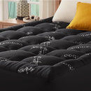 800GSM Mattress Topper Viscose Derived from Bamboo, Thick Pillowtop Fitted Mattress Cover with 45cm Deep Skirt - Machine Washable Hypoallergenic(Super King,Black)